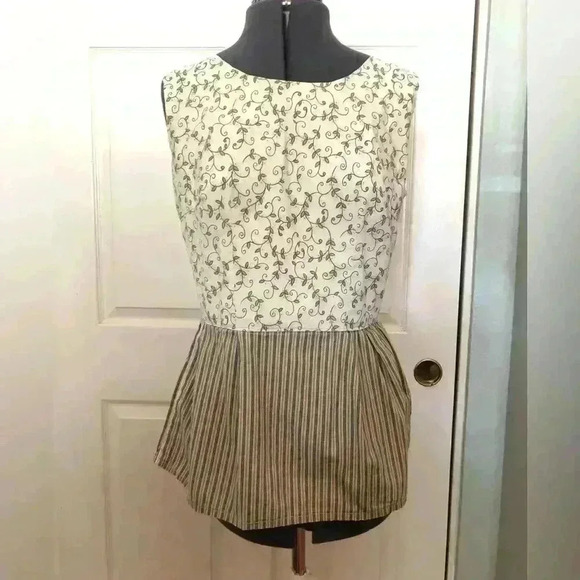 HANDMADE UPCYCLED PEPLUM SLEEVELESS BLOUSE TOP BEST FITS LARGE - Picture 1 of 4